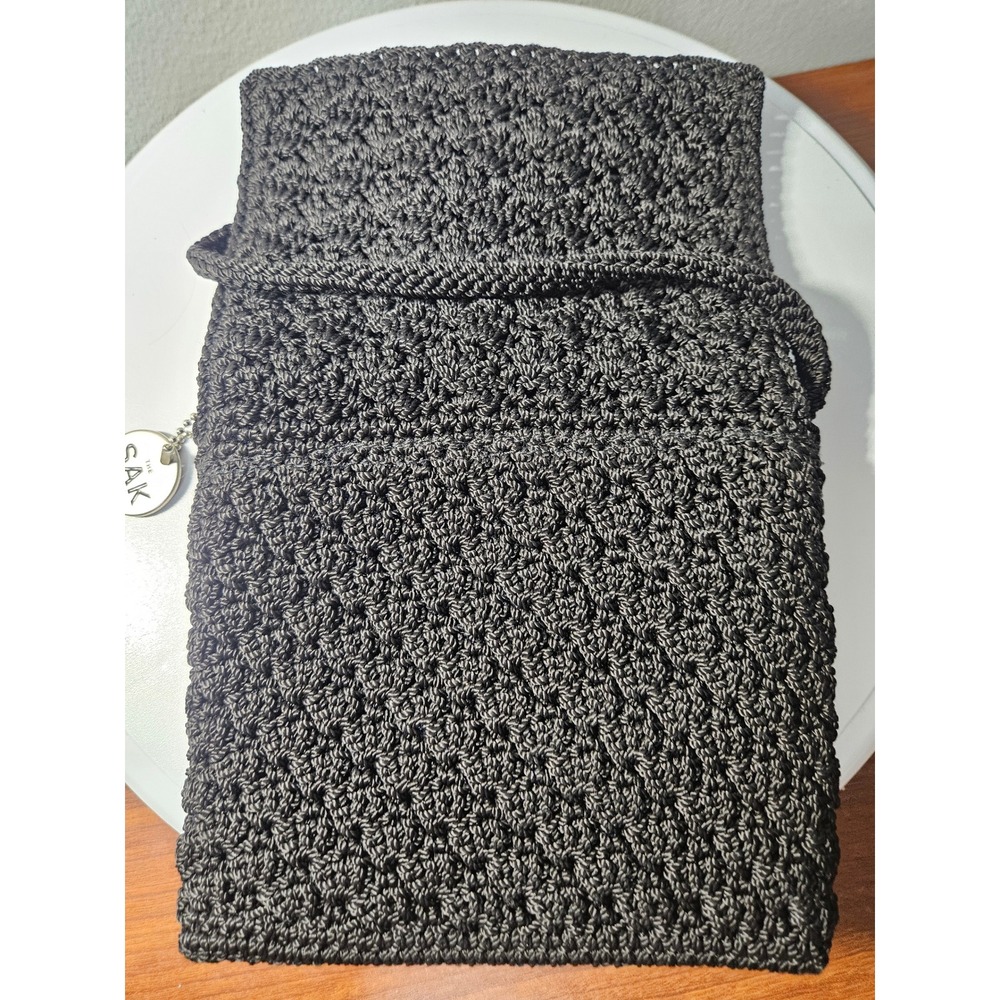 The Sak Crossbody Bag Womens Small Black Crochet Flap Zipper Boho Woven Purse